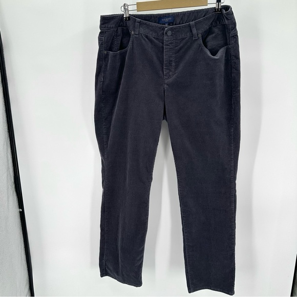 Talbots Corduroy Pants Women 16W Plus Gray Heritage Fit Straight Leg Stretch - Picture 1 of 10